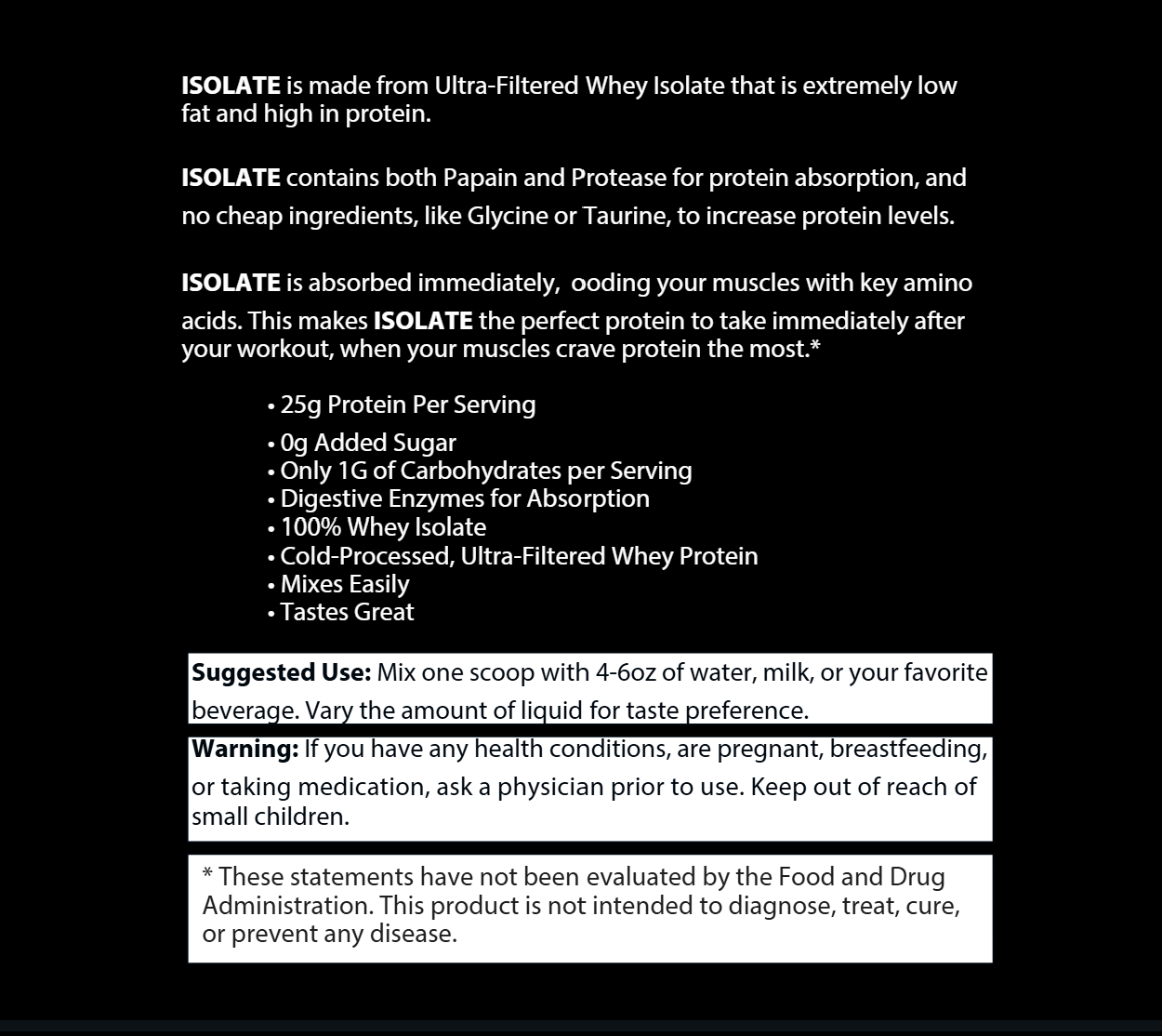 Whey Protein 100% Isolate 1lb. - Chocolate