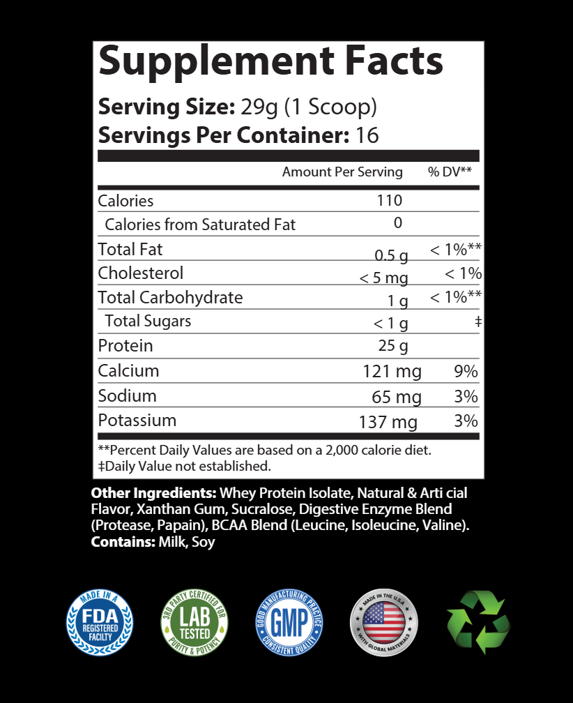 Whey Protein 100% Isolate 1lb. - Vanilla
